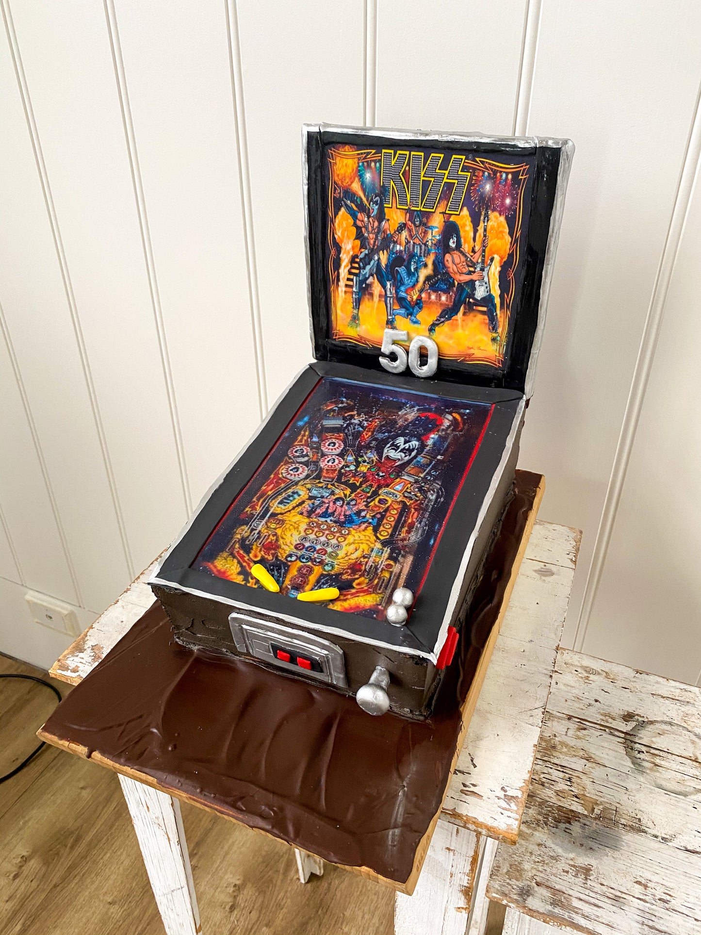 Vintage Kiss Pinball Machine Cake