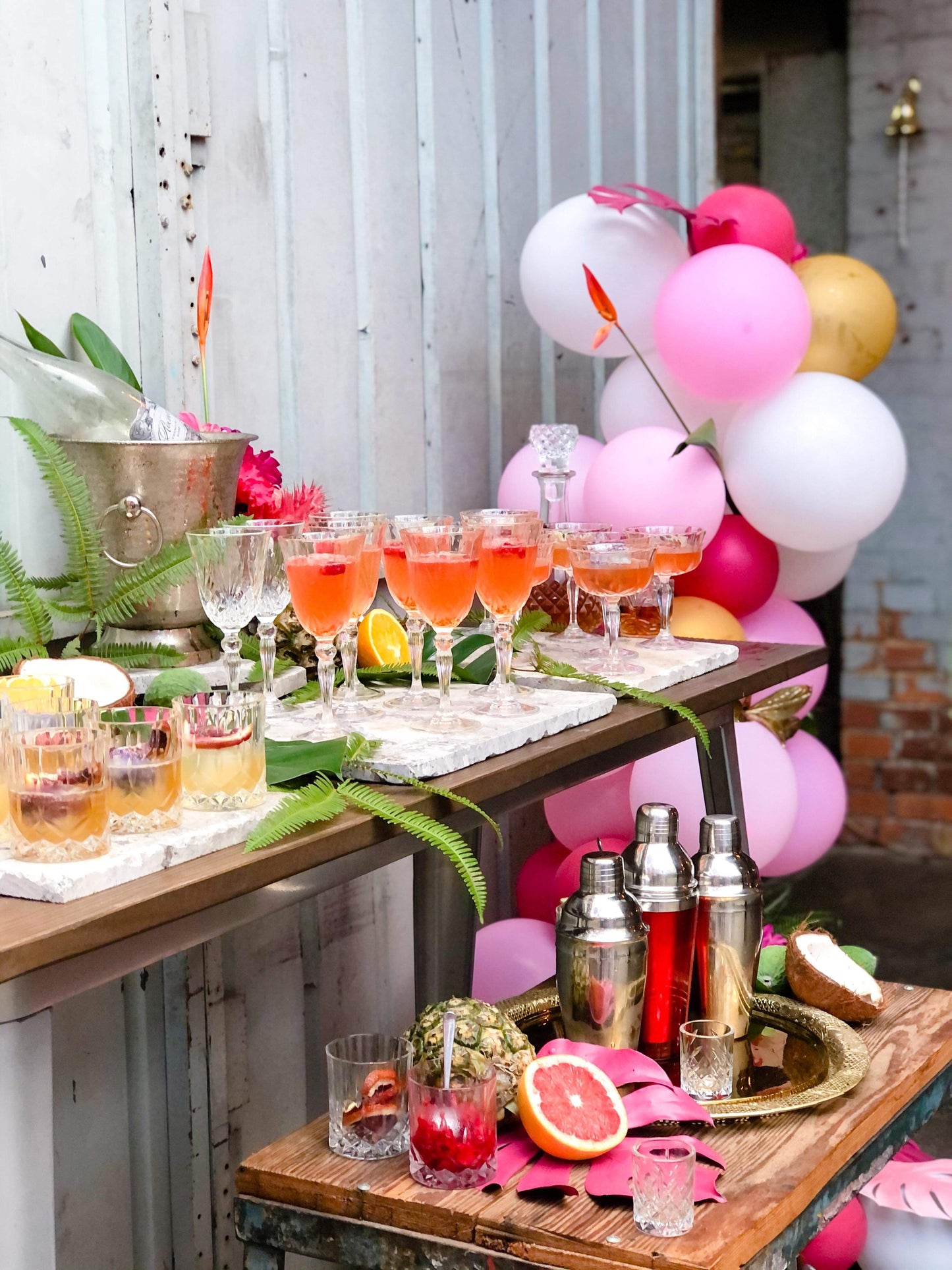 Grazing and Drinks Tropical Pink Theme 40th