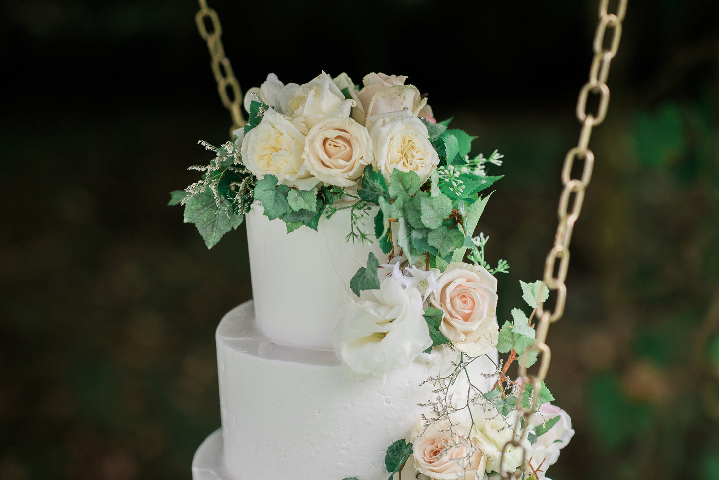 Hanging 4 Tier Buttercream with Pastel Flowers