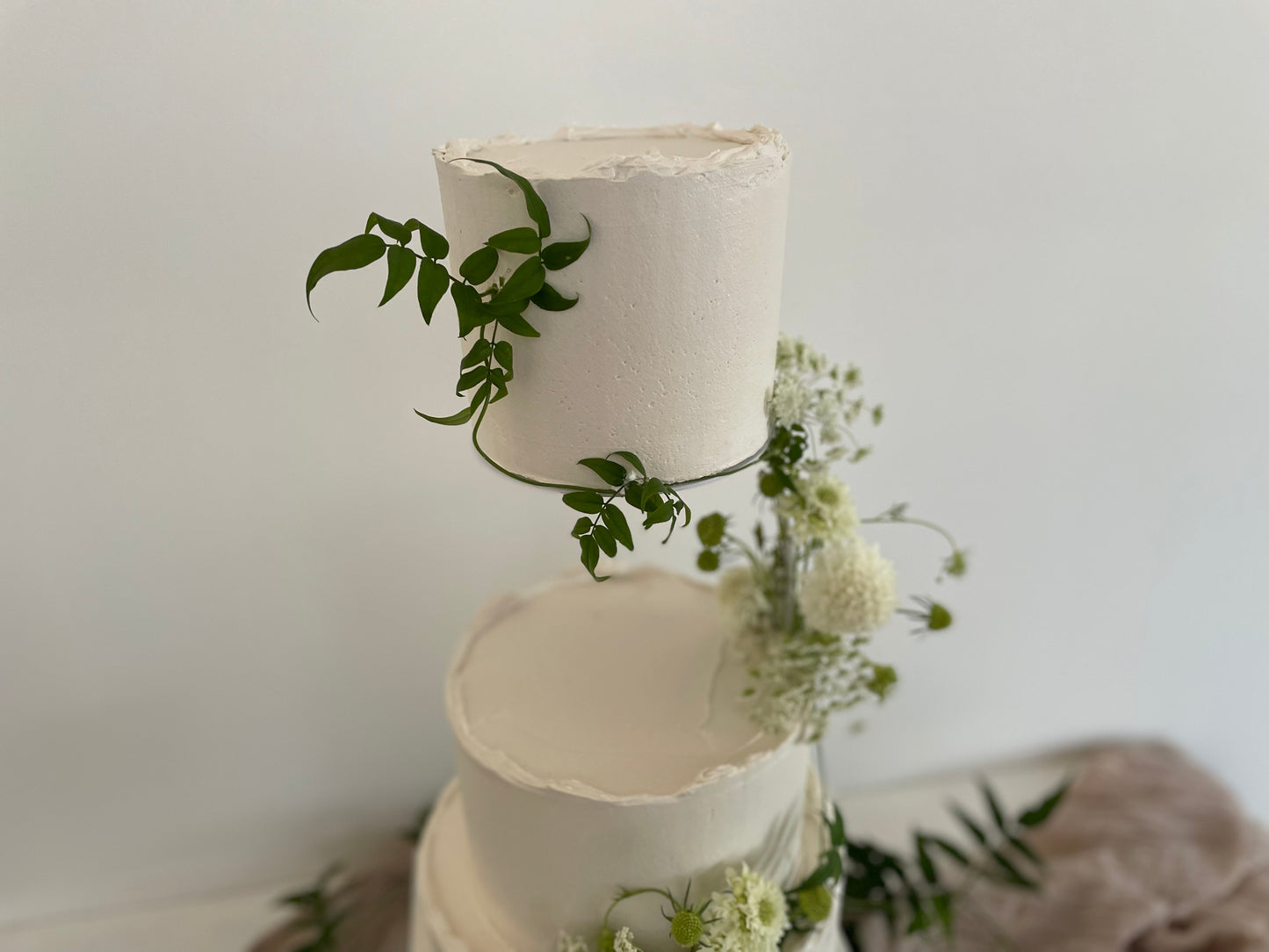 3 Tier Floating Ivory Buttercream with Spring Flowers