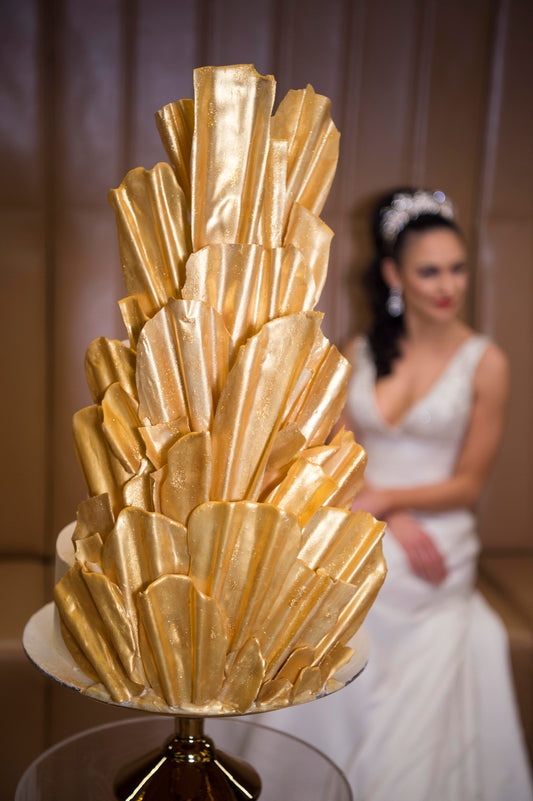 3 Tier Buttercream with Gold Metallic Chocolate Sails