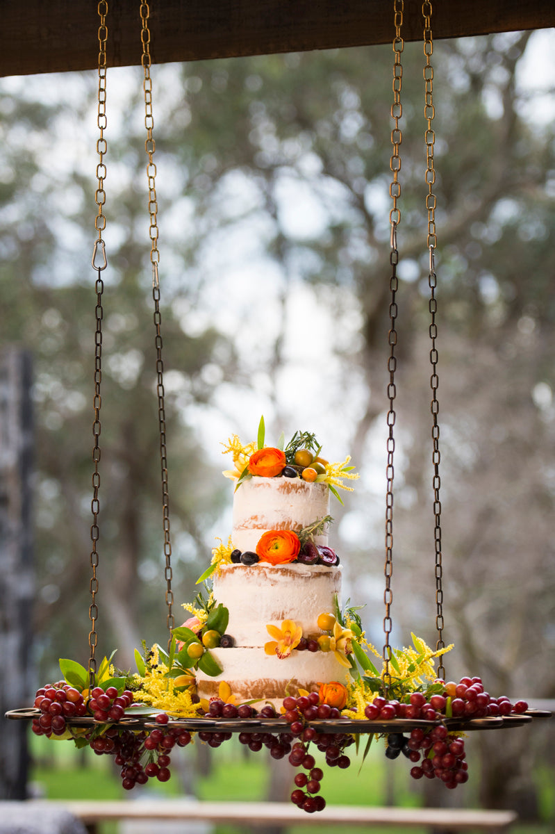 Hanging 3 Tier Semi Naked Bright Coloured Cake