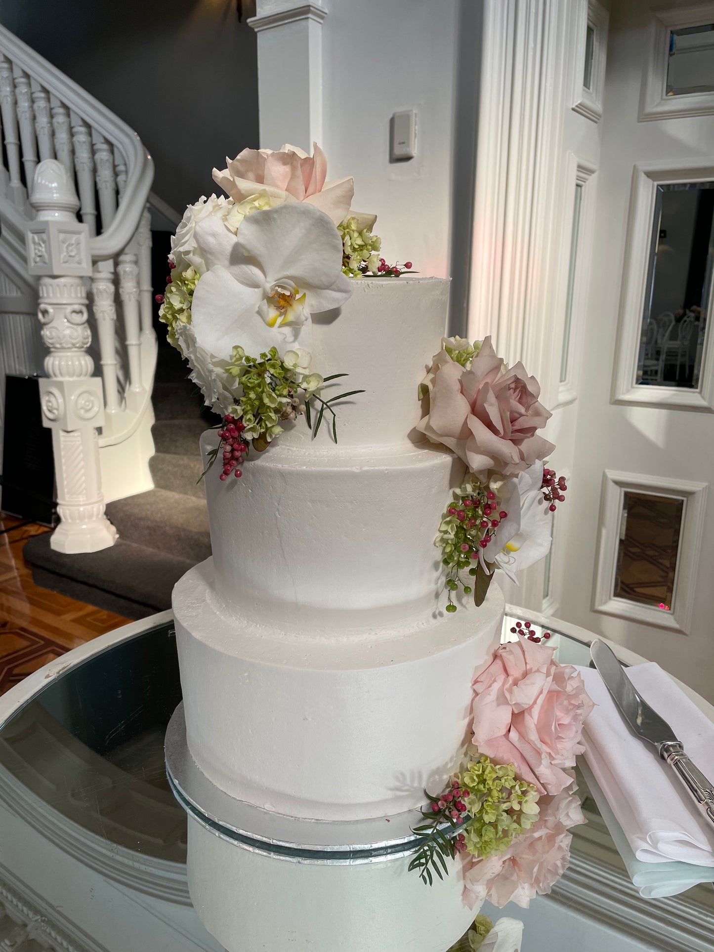 3 Tier White Buttercream with Lux Flowers