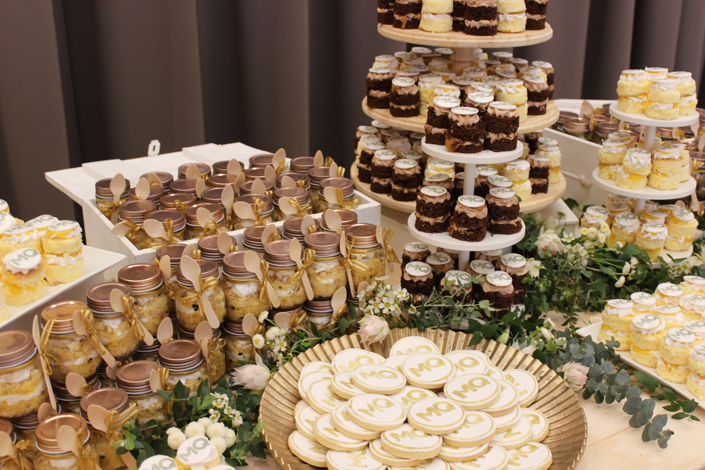 Grazing Dessert Corporate 1st Birthday Gold & White Theme