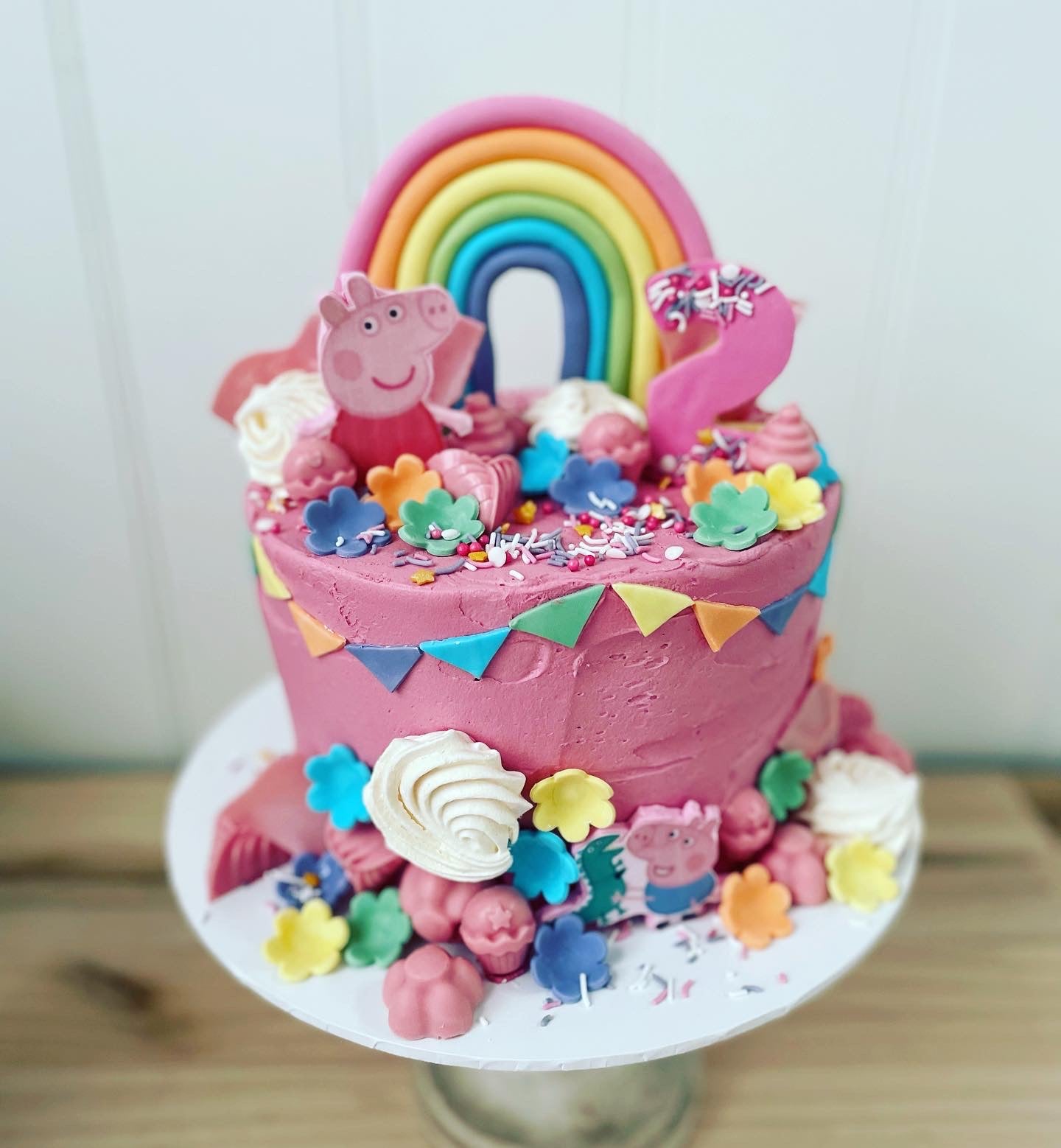 Pepper Pig Theme Rainbow Cake