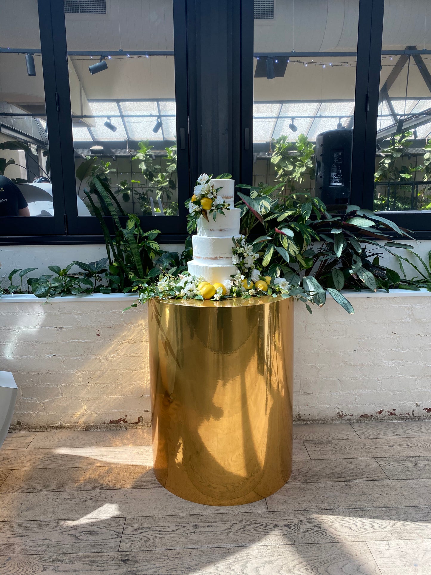 4 tier Semi Naked with Lemons & White Flowers