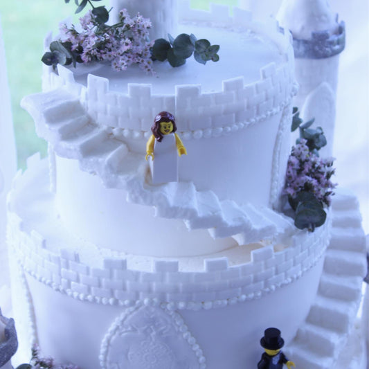 Castle Cake with Mini Lego Bride & Groom