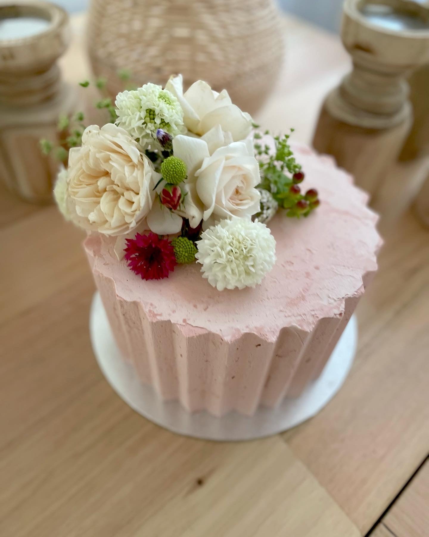 Pink Buttercream Pleated Cake