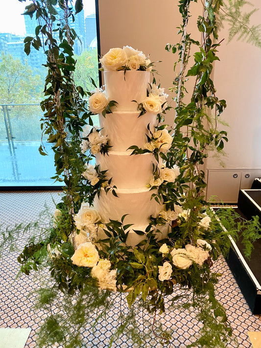Hanging 5 Tier Buttercream with White Flowers