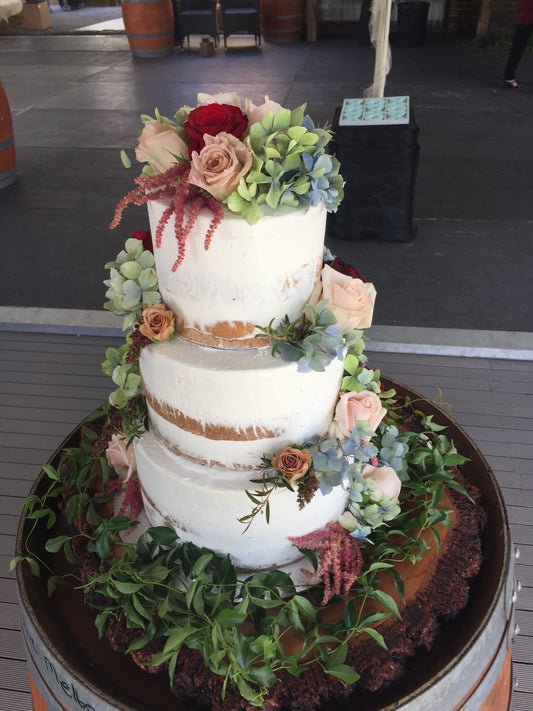 3 Tier Semi Naked With Pastel Flowers