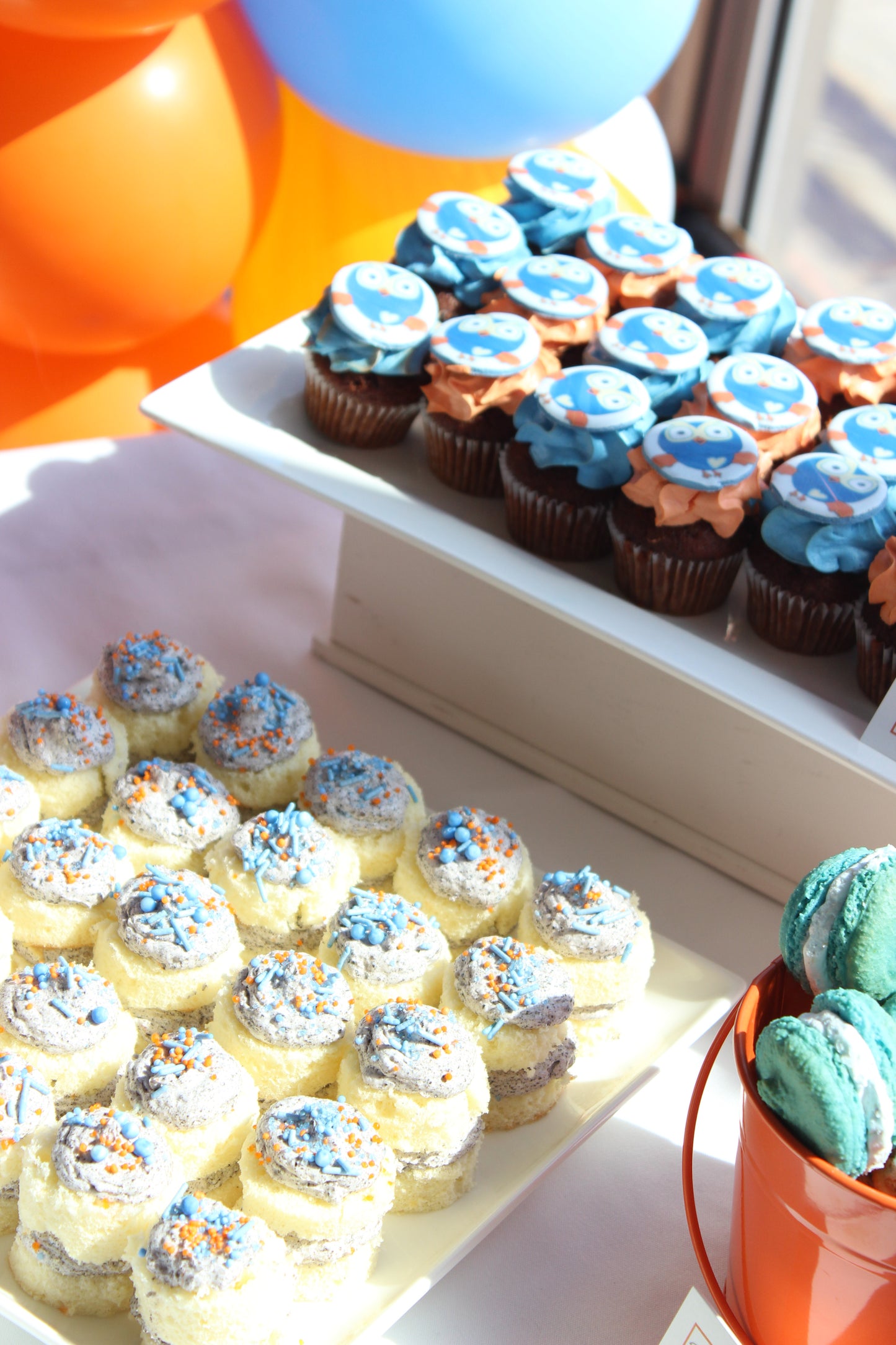 Grazing Dessert Orange and Blue Hoot Theme 1st Birthday