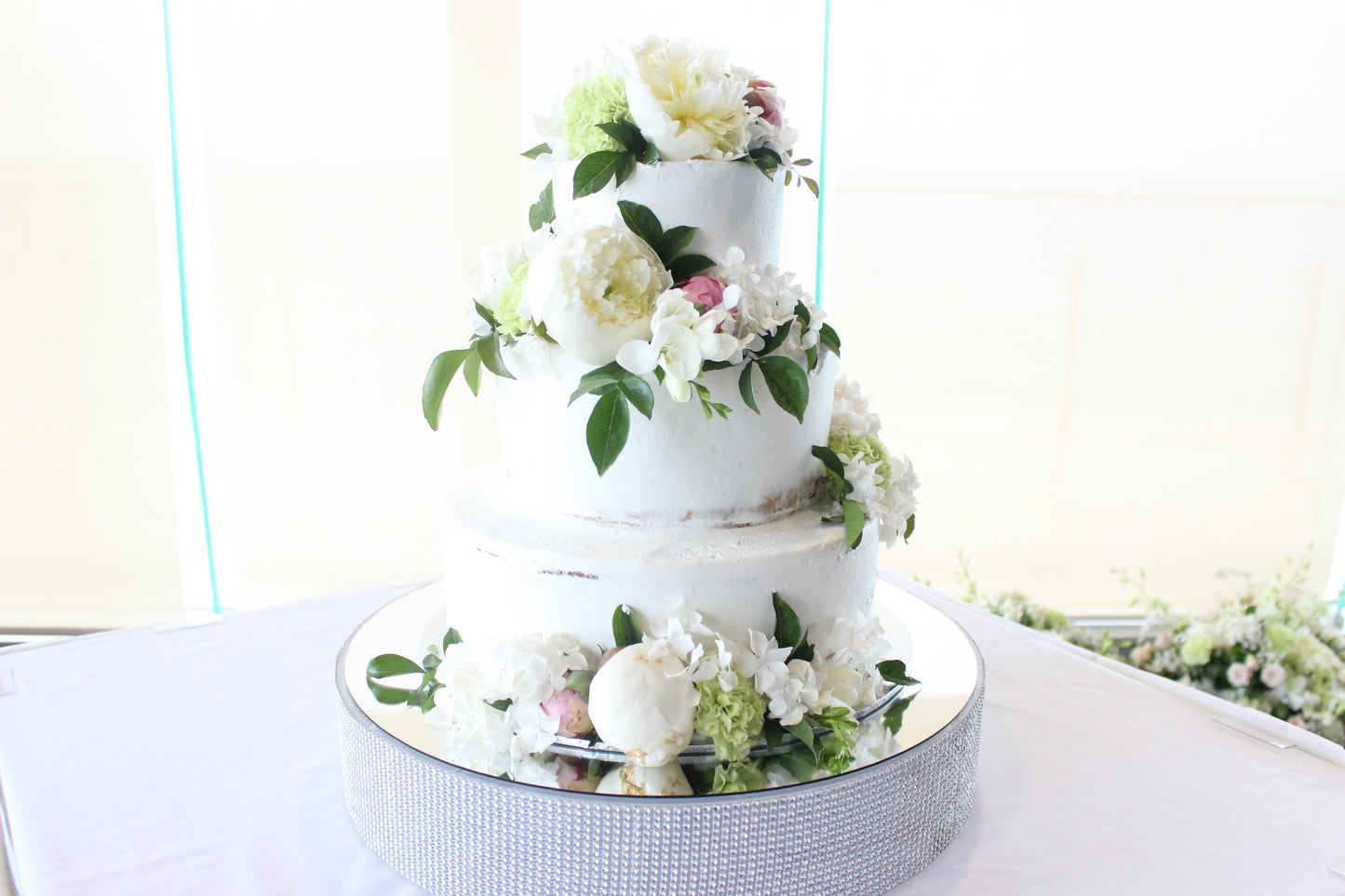 3 Tier White Buttercream with Spring Rose