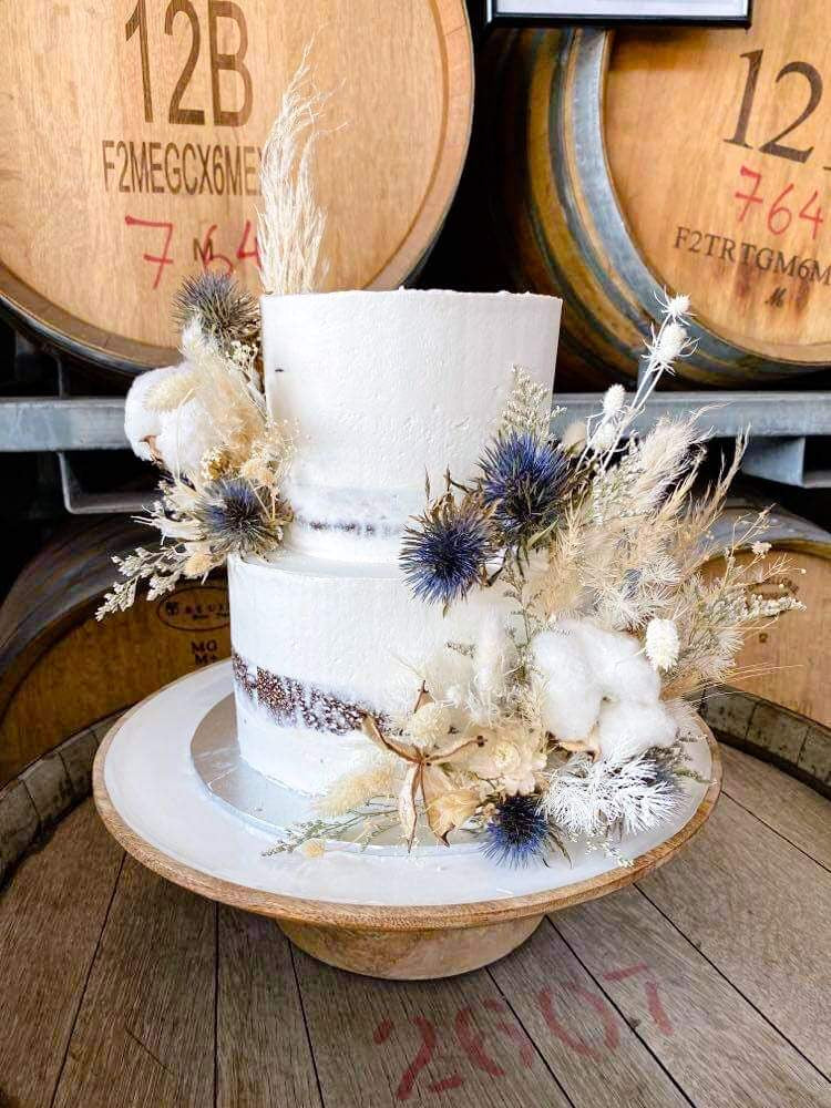 2 tier Rustic Cake with Country Style Dried Flowers