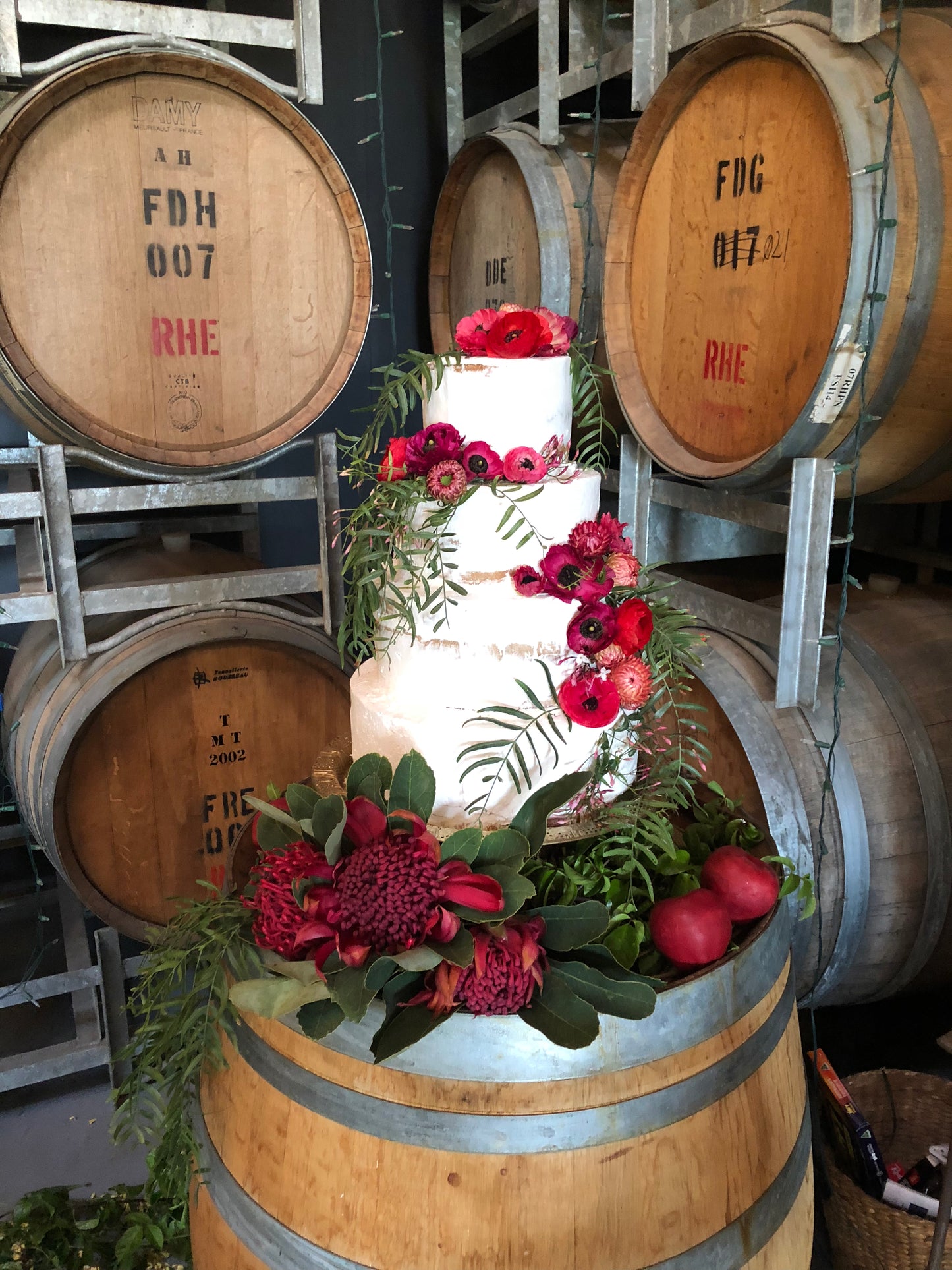 4 Tier Semi Naked With Red Waratah and Flowers
