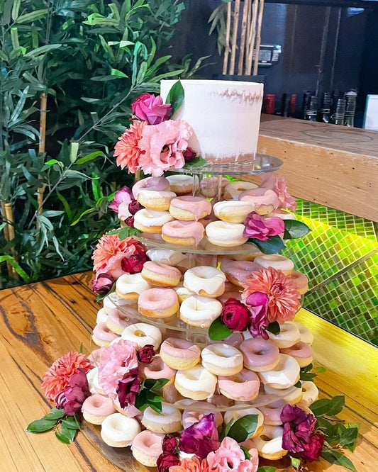 Donut Tower Cake in Bright Colour Flowers