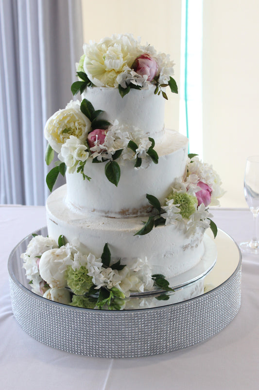 3 Tier White Buttercream with Spring Rose