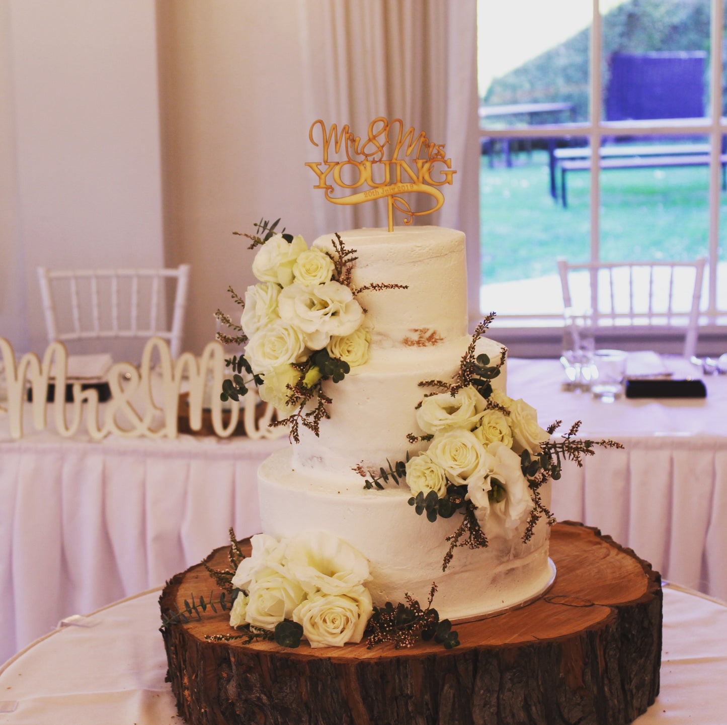 3 Tier Semi Naked With White Flowers