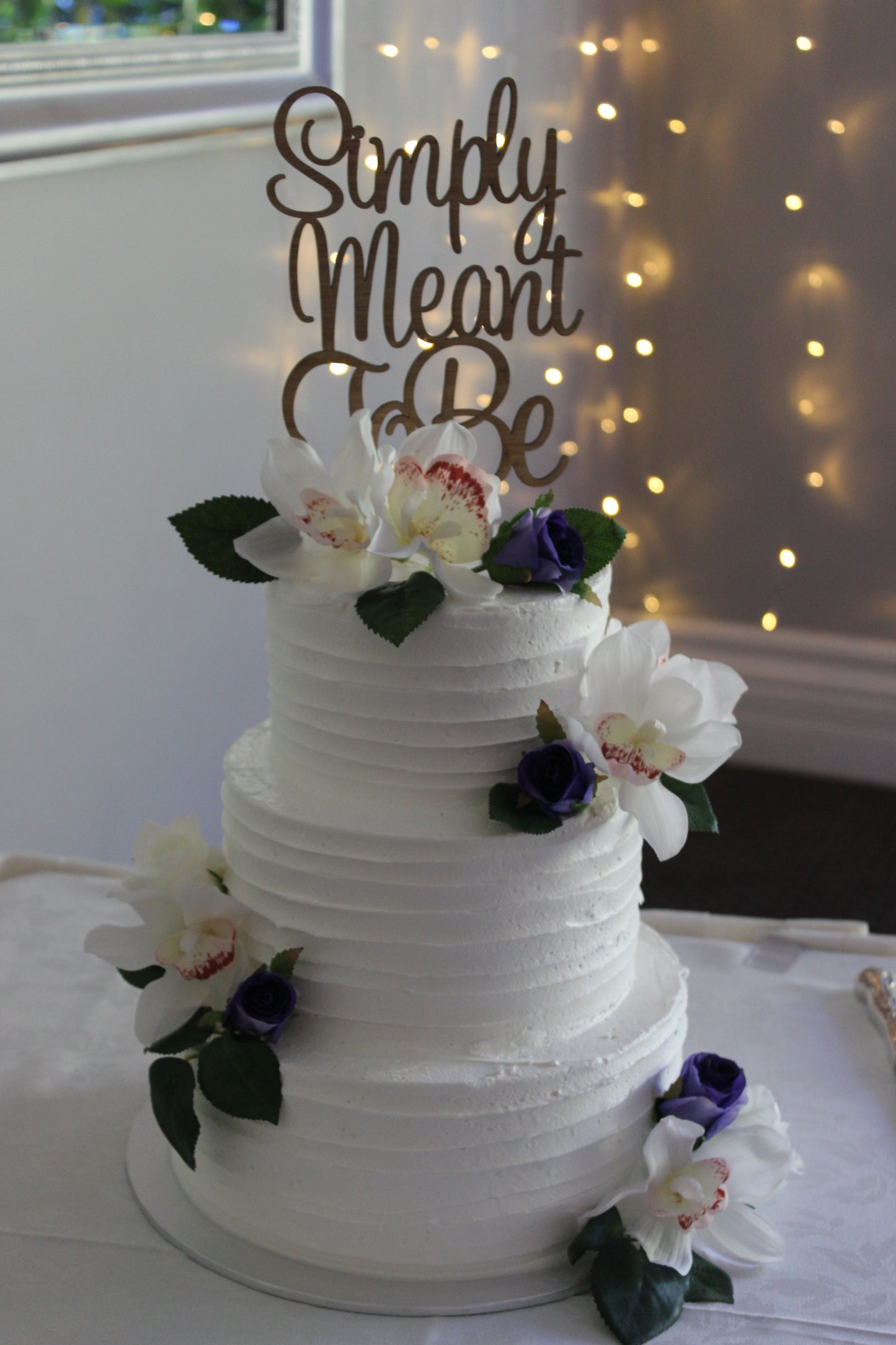3 Tier Lined Buttercream with Orchids