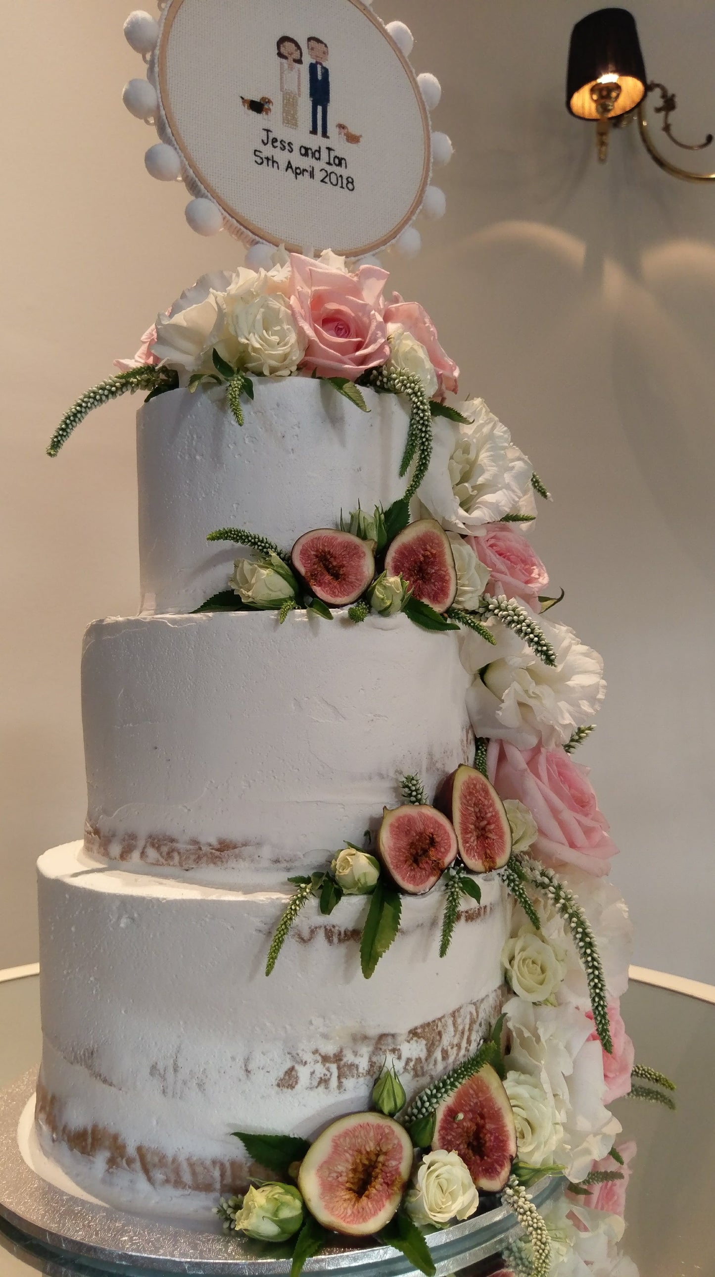 3 Tier Semi Naked with Flowers & Figs