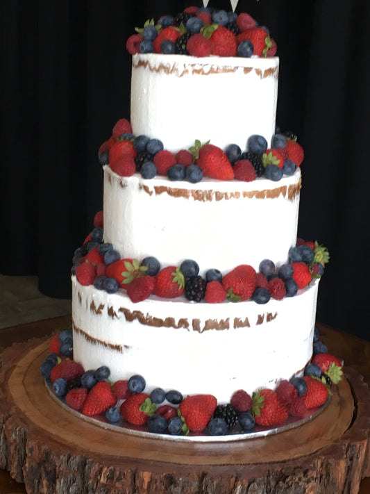 3 Tier Semi Naked with Berries