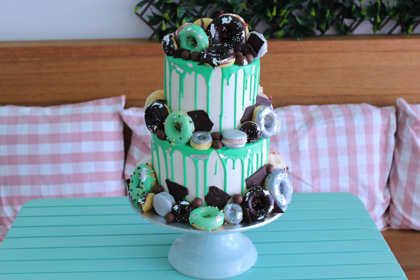 2 Toned, Double Sided Donut Cake with Pink & Green
