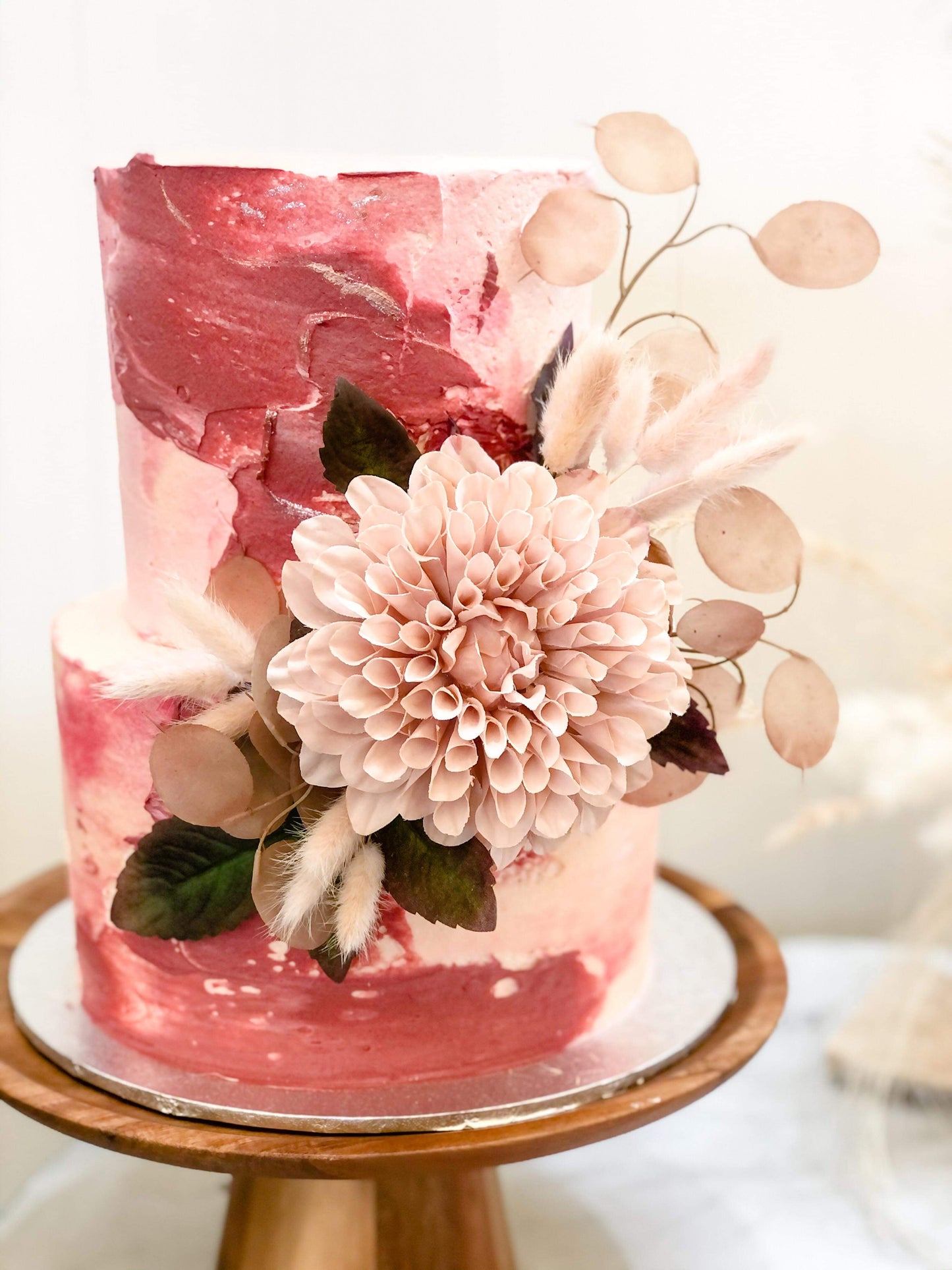 Pink & Ivory Marble 2 tier Cake