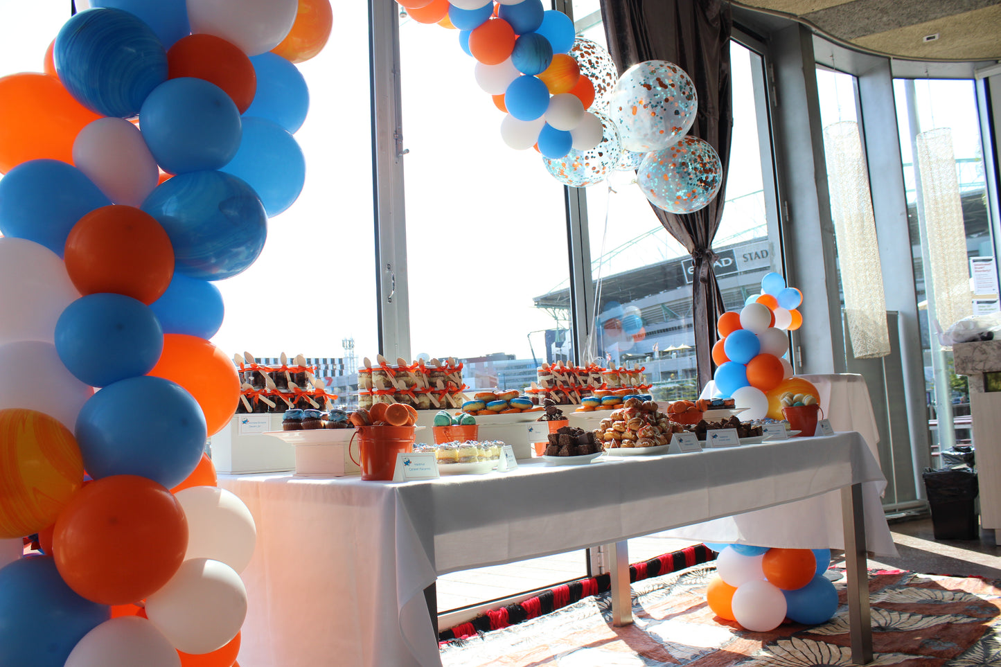 Grazing Dessert Orange and Blue Hoot Theme 1st Birthday
