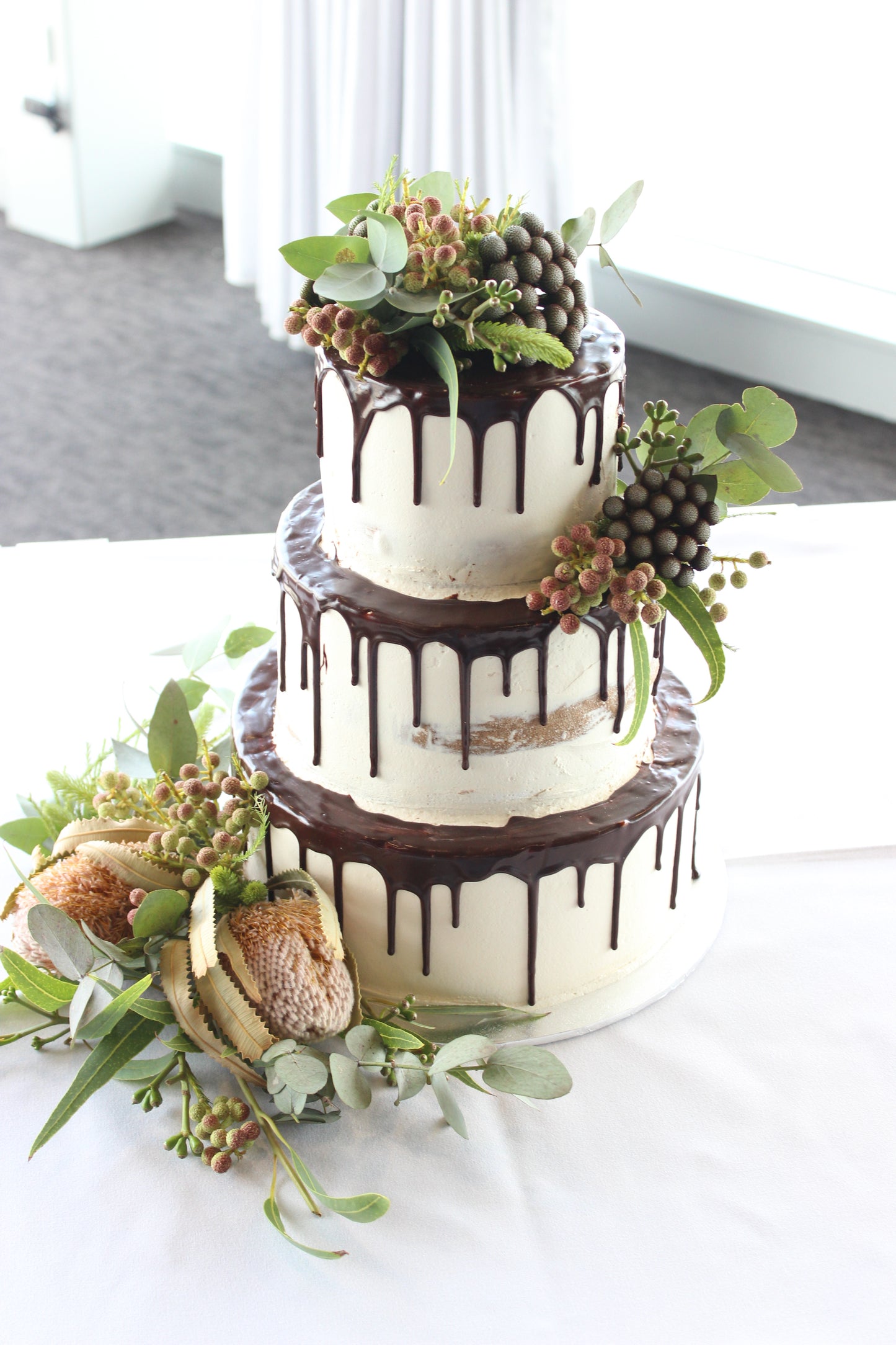 3 Tier Semi Naked, Chocolate Drizzle & Native Flowers