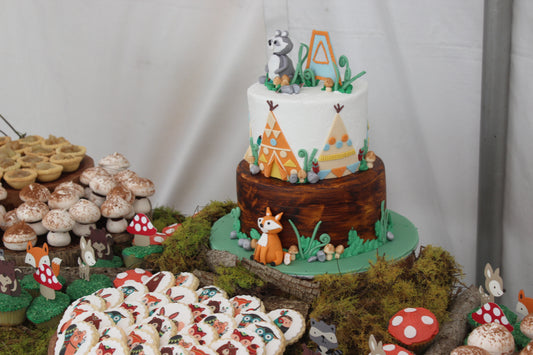 Woodlands Teepee 1st Birthday Cake