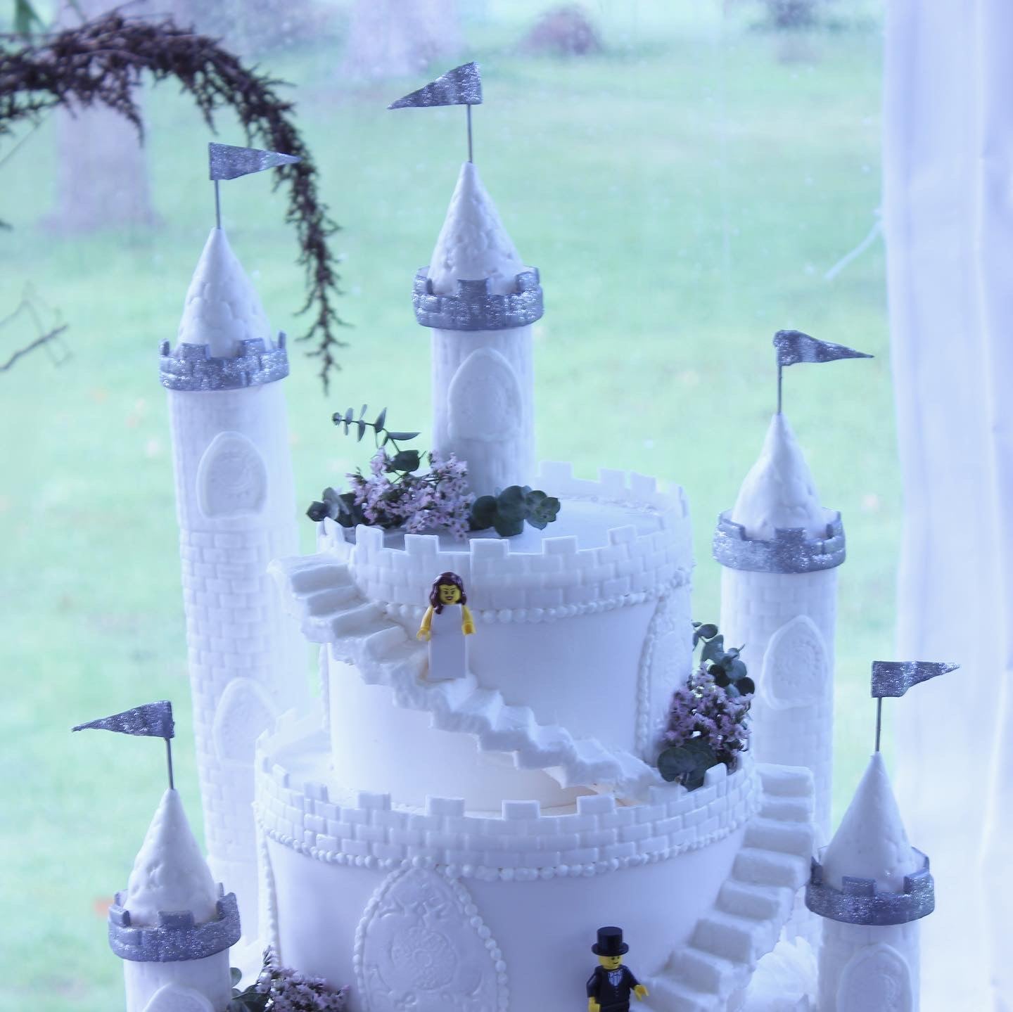 Castle Cake with Mini Lego Bride & Groom