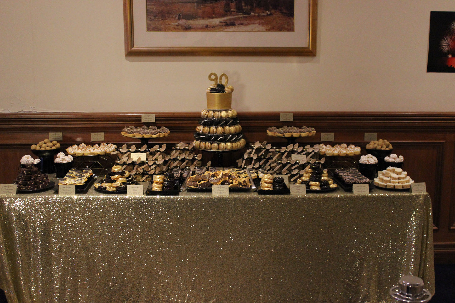 Grazing Dessert Black & Gold Theme 90th Birthday