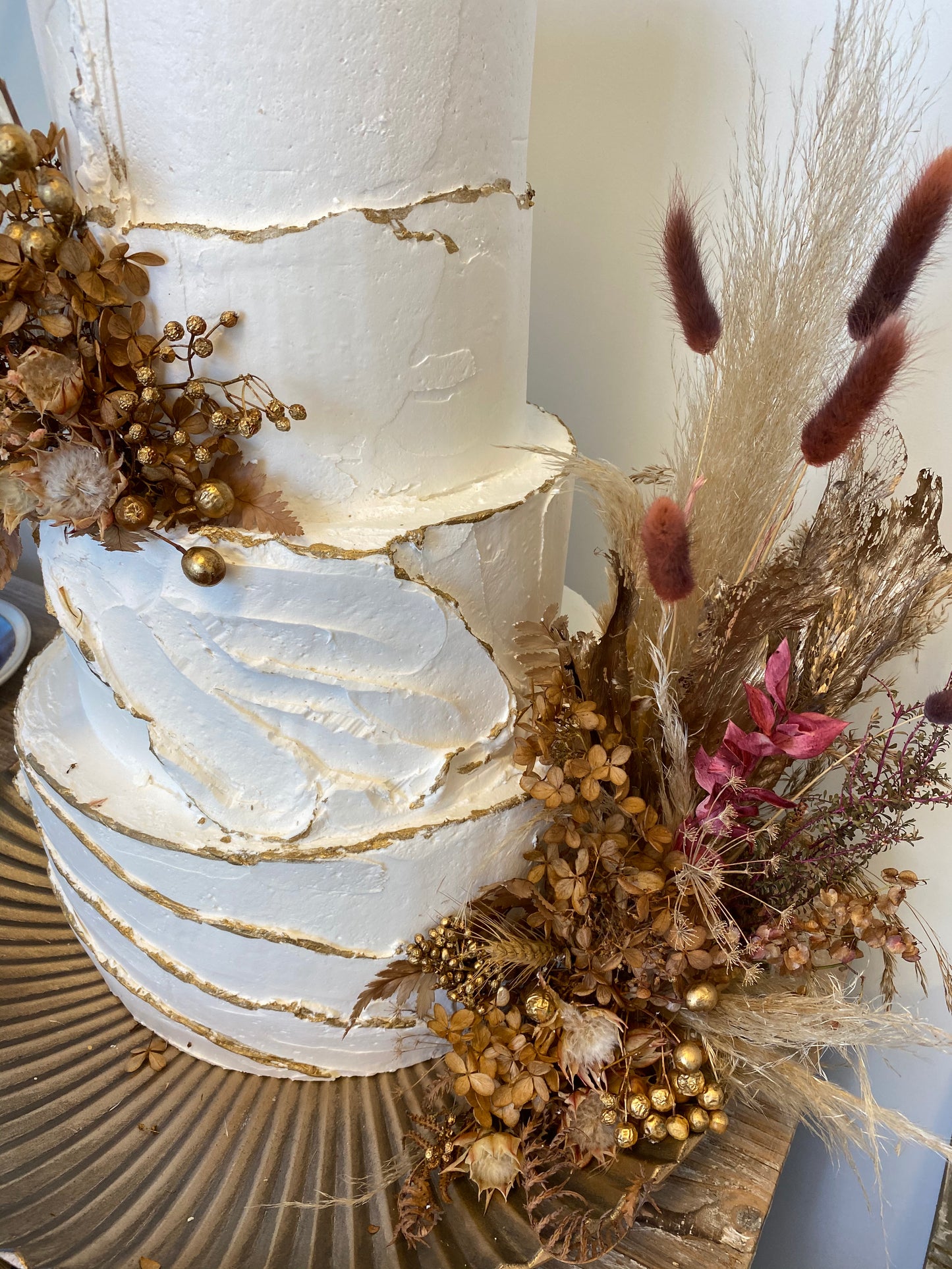 4 Tier Rustic Buttercream with Dried Flowers