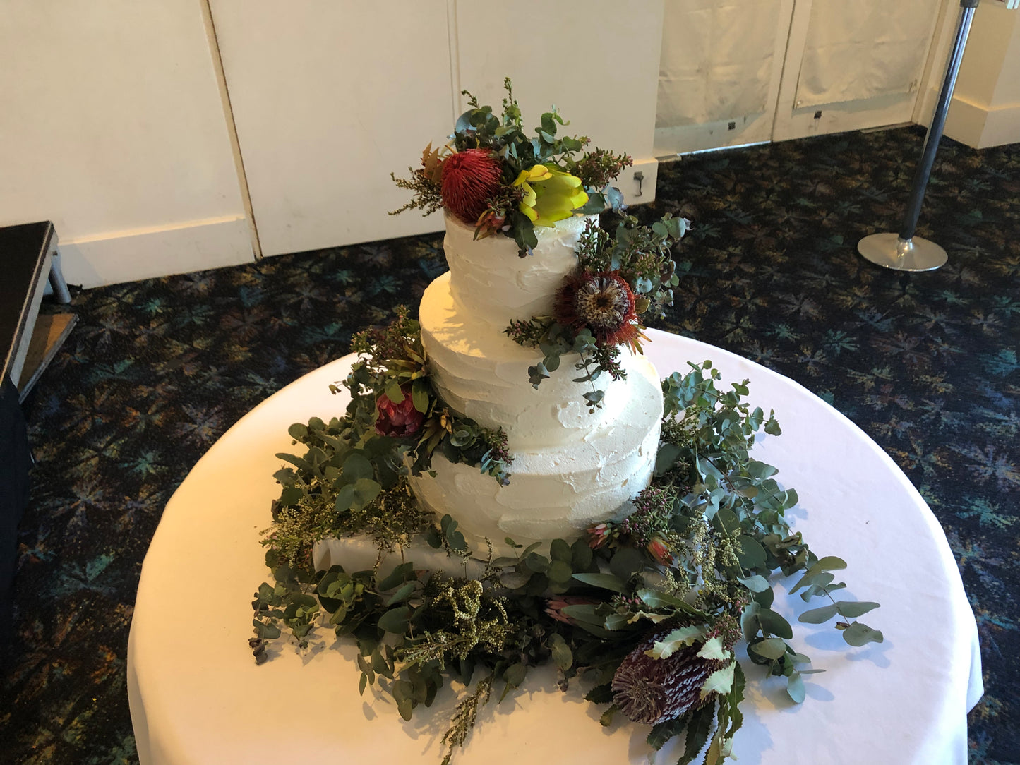 3 Tier Rough Buttercream with Native Flowers