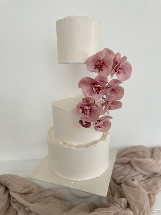 3 Tier Floating Cake with Pink Orchid