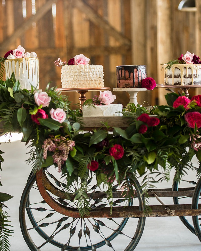 Rustic Cake Buffet with Pink Tones